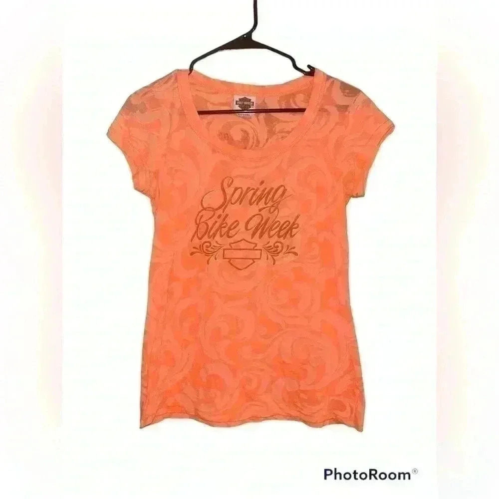 Harley Davidson Orange Bike Week Shirt Women’s Size Large